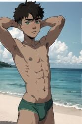 1boy ai_generated armpits avatar_legends green_eyes kai_(avatar) male solo_male the_legend_of_korra