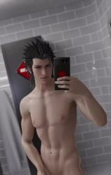 3d animated camera final_fantasy final_fantasy_vii final_fantasy_vii_remake foreskin male_focus male_only masturbation mirror natini18art penis solo tagme video yaoi zack_fair