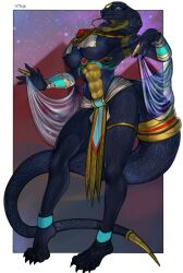 2020s 2023 2d 2d_(artwork) 3_eyes 5_fingers arabian_clothes belly_dancer belly_dancer_outfit big_breasts blue_scales breasts claws cleavage clothed cobra covered_nipples egyptian egyptian_mythology furry furry_female furry_only hi_res highres hips jewelry large_breasts lbt9000 loincloth long_fingernails long_tail mummy_wrappings scales scalie scalie_female scalie_only snake snake_girl snake_hood snake_tongue standing stoute_rei_(colbykramer12) tail thick_tail thick_thighs thighs tongue tongue_out underboob wide_hips wrappings yellow_eyes yellow_scales yellow_sclera