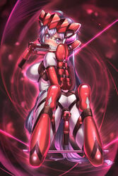 armbinder arms_behind_back bondage female gag hair_between_eyes headgear long_hair mouth_gag purple_eyes restrained senki_zesshou_symphogear sex_toy solo twintails yukine_chris