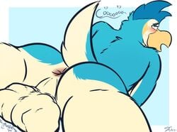 2021 ? after_vore all_fours ambiguous_gender ambiguous_prey anthro anthro_pred anus ass avian back_tuft ball_bulge ball_tuft balls beak big_balls biped bird black_eyebrows blue_background blue_body blue_eyes blue_feathers blue_fur blue_hair blush border butt_focus cock_vore dated digital_drawing_(artwork) digital_media_(artwork) dutch_angle embarrassed eyebrows feathers fur fur_tuft genitals grey_text hair half-closed_eyes head_tuft heart larger_anthro larger_male larger_pred looking_pleasured looking_up male male_only male_pred micro moan muffled multicolored_body multicolored_feathers multicolored_fur narrowed_eyes neck_tuft nude number on_ground open_beak open_mouth parlo_(character) penguin penile penis perineum raised_tail rear_view short_hair shoulder_tuft signature simple_background size_difference small_tail smaller_prey soft_vore solo spread_legs spreading struggling tan_anus tanio three-quarter_view toony tuft unseen_character vore white_border yellow_beak