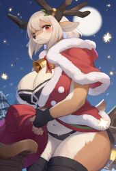 1girls anthro antlers big_breasts blush breasts christmas christmas_clothing christmas_outfit clothed clothing deer female female_only fur hair hi_res holidays horn lcshian looking_at_viewer mammal new_world_deer reindeer shian smile smiling smiling_at_viewer solo