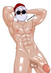 bandithrt beard big_balls big_bulge big_penis bulge cum cum_drip free_fire gay glasses hairless_armpit hairless_armpits hairless_balls hairless_penis hard_penis insano male male_only muscle muscles muscular muscular_male red_thong santa santa_claus santa_costume santa_hat solo solo_male thong white_hair