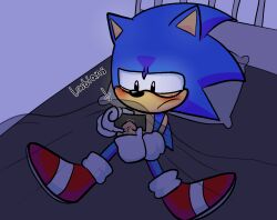 ankifun bed bedroom blush cellphone classic_sonic cum cum_drip ejaculation erection genital_fluids genitals gloves hedgehog male male_only masturbation mobian_(species) penis shoes solo solo_focus sonic_(series) sonic_the_hedgehog sonic_the_hedgehog_(series) spread_legs text watching_porn