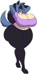 anthro armpits big_ass big_breasts breasts bubble_butt dewwydartz female huge_ass huge_breasts lucario may_(dewwydartz) nintendo pokemon pokemon_(species) thick_thighs wide_hips