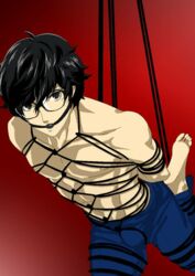 ball_gag bondage gag jeans male persona ren_amamiya sexyanimes yaoi