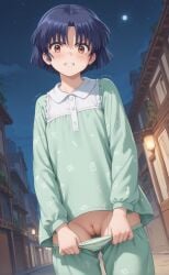 1girls ai_generated akane_tendo angry blue_hair blush brown_eyes clothing female looking_at_viewer pijama ranma_1/2 rengoart sexy sexy.ai sexy_pose uncensored.