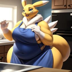 ai_generated anthro ass bbw big_ass big_breasts breasts female_only frosting.ai furry furry_female furry_only furry_tail huge_breasts kitchen luckyfox7656 overweight overweight_anthro overweight_female