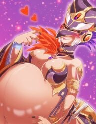 big_belly big_breasts blush cia_(the_legend_of_zelda) cleavage dark-skinned_female dark_skin feathers female heart hyrule_warriors inside_belly jewelry link lipstick male mask memento~mori navel purple_nails ripped_clothing saliva_trail same_size_vore short_hair skimpy_clothes stomach_bulge taller_female the_legend_of_zelda vore white_hair yandere