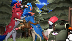 16:9 2020 3d_(artwork) anal anal_sex animal_genitalia animal_penis canid canine canine_penis digital_media_(artwork) erection feral genitals group group_sex hero_of_many_battles_zacian hero_of_many_battles_zamazenta legendary_pokémon male male/male male_penetrated male_penetrating male_penetrating_male mammal nintendo nude oral penetration penis pokémon_(species) pokemon sex size_difference spitroast thepasserbye video_games widescreen zacian zamazenta