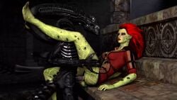 3d alien alien_(franchise) animated batman:_arkham_city batman_(series) crossover dc dc_comics female green-skinned_female green_skin male_xenomorph pamela_isley poison_ivy poison_ivy_(arkham) poison_ivy_(arkham_city) sfmarvel source_filmmaker xenomorph