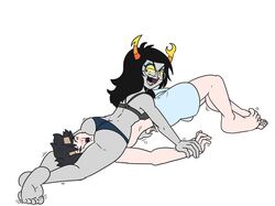 1boy alien alien_girl asphyxiation blush breathplay choking dubious_consent female female_domination femdom head_between_thighs headscissor headscissors homestuck malesub netto-painter original_character pinned smothering troll vriska_serket