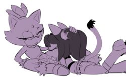 anthro blaze_the_cat clothing domestic_cat duo eyelashes feline female fingers forehead_jewel gem gloves hair half-closed_eyes hearlesssoul honey_the_cat licking pussy pussy_juice sonic_(series) tongue tongue_out twintails yuri