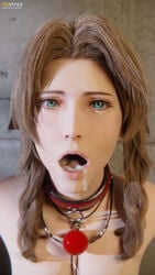 1girls 3d aerith_gainsborough after_blowjob after_deepthroat after_fellatio after_oral asian auxtasy ball_gag bdsm_gear blender braided_hair braided_ponytail brown_hair collar cum cum_in_mouth cum_lover cum_on_tongue female final_fantasy final_fantasy_vii final_fantasy_vii_remake good_girl green_eyes looking_at_viewer open_mouth oral petite seductive_eyes seductive_mouth showing_cum submissive_female teenager