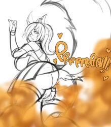 chro-sis enjoying_farting fart fart_cloud fart_fetish farting fingering huge_ass huge_breasts looking_back masturbation oc sketch skunk_ears skunk_girl skunk_tail