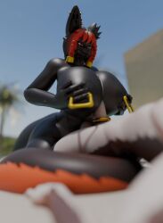 2025 3d_(artwork) aak_(arknights) abstract_background accessory anthro anubian_jackal arknights atoastedorange balls big_balls big_breasts big_penis big_tail black_body black_clothing black_fur black_hair black_thong black_underwear blender_(artwork) blue_sky braided_hair breast_play breasts canid canine canis clothed clothing cock_ring curvy_figure day digital_media_(artwork) domestic_cat duo erection felid feline felis female fur genitals hair heterochromia hi_res hoki_(joseluisgm) holding_breast huge_breasts hypergryph jackal jewelry long_tail male male/female mammal multicolored_body multicolored_fur multicolored_hair nipple_piercing nipple_ring nipples nude_anthro nude_male orange_body orange_fur outside penis penis_accessory penis_jewelry piercing red_eyes red_hair ring_piercing sex short_hair sky smile studio_montagne tail thick_thighs thong titjob topless topless_anthro topless_female two_tone_hair underwear voluptuous voluptuous_anthro voluptuous_female white_body white_fur wide_hipped_anthro wide_hipped_female wide_hips yellow_eyes