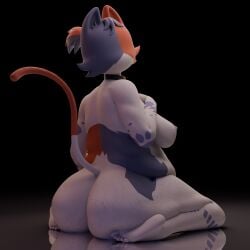 3d belly big_ass big_belly big_breasts blender calico_cat cat_ears cat_tail cate_meowdy_(fortnite) catgirl chubby chubby_anthro chubby_female collar fat fat_ass feet fortnite fortnite:_battle_royale looking_at_viewer looking_worried love_handles ogtamarindo overweight ponytail sweat sweatdrop thick_ass thick_thighs worried worried_expression