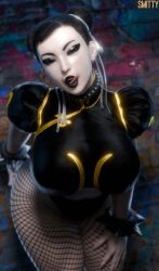 3d 3d_(artwork) asian asian_female big_breasts black_clothing black_hair black_hair_female breasts capcom chinese chinese_female chun-li chun-li_(street_fighter_6) clothed clothed_female female female_focus female_only fishnet_legwear fishnets goth goth_girl goth_mommy large_boobs large_breasts light-skinned_female light_skin milf mommy pale-skinned_female pale_skin smitty34 solo solo_female solo_focus street_fighter street_fighter_6 video_game_character