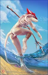 2021 absurd_res anthro anus breasts burmecian clothing cloud detailed_background digital_media_(artwork) female final_fantasy final_fantasy_ix freya_crescent genitals hair hat headgear headwear hi_res long_hair mammal nipples nude pussy rodent sea sky solo square_enix video_games viwrastupr water