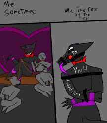 absurd_res ambiguous_gender anthro black_body black_fur blood bodily_fluids bondage bound branded breasts canid canine colored dalar_(vel/dalar) dominant dominant_female felid feline felis female female/female fox fur group hair heterochromia hi_res male mammal muzzle_(object) muzzled nipples nude open_mouth simple_background size_difference smile submissive submissive_female submissive_male tail teeth tongue tongue_out towering vel/dalar vel_(character) vorch wounded ych_(character)