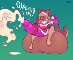 after_vore anthro balls bat big_balls big_penis bodily_fluids chiropteran christmas christmas_clothing christmas_headwear clothing cock_vore cum dragon futanari genital_fluids genitals hat headgear headwear hi_res holidays huge_balls huge_cock hybrid hyper hyper_balls hyper_genitalia hyper_penis intersex kaz_(kazudanefonfon) keffotin mammal masturbation mythological_creature mythological_scalie mythology nonbinary penile penis penis_ribbon santa_hat scalie solo speech_bubble