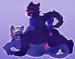 2boys 2femboys anal_sex ass asshole balls blush blush_lines bright_colors cat_ears cat_tail chance_(forsaken) claws cute dick elliot_(forsaken) elliot_(work_at_a_pizza_place) fe7r8iode fluffy_tail forsaken_(roblox) furry furry_only grin happy_face happy_sex male male_only nyan_elliot_(forsaken) paws penile_penetration penis penis_in_ass roblox thrusting