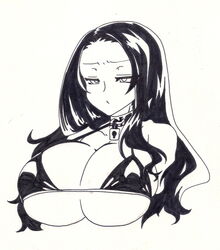 big_breasts bra breasts bust cleavage h_earth invincible_dragon_(last_origin) large_breasts last_origin source_request tagme underboob