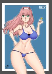 bikini darling_in_the_franxx fanart oppai pink_hair swimsuit zero_two_(darling_in_the_franxx)
