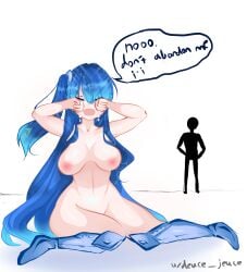 blue_hair boots boots_only breasts crying cyclea deuce_jeuce extreme_demon female geometry_dash naked sonic_wave_infinity_(geometry_dash) twintails