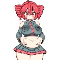 1girls 2d 2d_(artwork) ahoge bbw belly belly_grab big_breasts big_thighs blush blush_lines breasts chubby chubby_female clothed clothed_female clothing curvaceous curvy curvy_female curvy_figure detached_sleeves embarrassed embarrassed_female exposed_belly exposed_torso female female_only fully_clothed grabbing_own_belly huge_breasts huge_thighs kasane_teto large_breasts large_thighs looking_down love_handles microskirt miniskirt nail_polish navel painted_nails plump plump_belly plump_breasts plump_thighs pout pouting red_eyes red_hair red_nails rottingsuzu sfw simple_background skirt solo solo_female sweat sweatdrop sweating thick_thighs thighs twin_drills utau white_background wide_hips