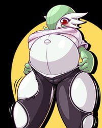 1girls anthro areola_slip belly big_breasts breasts cleavage edit female female_only gardevoir hdddestroyer huge_belly large_breasts limebreaker navel nintendo outie_navel pokémon_(species) pokemon pokemon_(species) popped_navel pregnant ready_to_pop solo tagme torn_clothes underbelly underboob