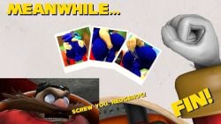 after_fisting anal anal_fisting anal_fluids anal_sex angry animal_mask anthro anus ass backsack badnik balls bent_over big_butt bodily_fluids clothing dr._eggman duo egg_pawn eulipotyphlan fist fisting genitals half-closed_eyes hedgehog hi_res human legwear looking_at_viewer looking_back looking_back_at_viewer machine male male_only mammal mask narrowed_eyes penetration photo polaroid_photo potatermino puffy_anus pup_mask robot screaming sega sonic_(series) sonic_the_hedgehog sonic_the_hedgehog_(series) spread_butt spreading stockings text thick_thighs translated