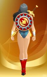 ass ass_focus back_view dc dc_comics female full_body hakumonji shield standing sword tagme wonder_woman wonder_woman_(series)