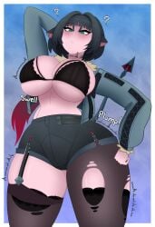 big_breasts breasts commission female female_focus female_only green_eyes green_eyes_female growing growth jane_doe_(zenless_zone_zero) juhbuhyuh large_boobs large_breasts light-skinned_female light_skin mouse_girl mousegirl solo solo_female solo_focus suprised suprised_look tail thick_thighs thighs zenless_zone_zero