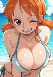 1female 1girls ai_assisted ai_generated beach beach_background bending_forward bending_over bent_over bikini bikini_top blush blush_lines blushing_at_viewer blushing_female brown_eyes civitai cleavage close-up close_up_view closeup closeup_view clouds coloredbin.ai curvy_body curvy_female curvy_figure curvy_hips female female_focus female_only front_view front_view_focus full_body full_body_view happy_expression happy_female huge_boobs huge_breasts huge_tits large_boobs large_breasts large_tits leaning_forward massive_boobs massive_breasts massive_tits nami_(one_piece) ocean ocean_background one_eye_closed one_piece open_mouth open_mouth_smile orange_hair outdoors outside plump_boobs plump_breasts plump_tits seductive seductive_body seductive_eyes short_hair side-tie_bikini side-tie_bikini_bottom smile smiling smiling_at_viewer solo solo_female solo_focus sunlight sunlight_rays twintails twintails_(hairstyle) white-skinned_female white_bikini white_skinned_female