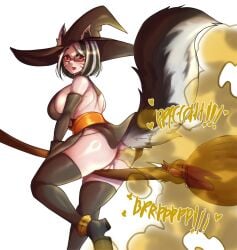 anus broom_riding broomstick chro-sis fart fart_cloud fart_fetish farting luciana_(chro-sis) skunk_ears skunk_girl skunk_tail witch witch_hat