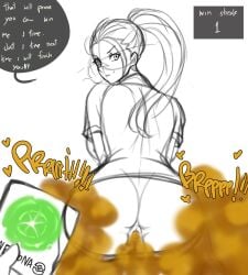 anus_print asshole big_ass chro-sis fart fart_cloud fart_fetish farting loincloth looking_back nemona_(pokemon) nintendo pokemon sketch talking_to_viewer