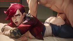 absurd_res ai ai_art ai_generated arcane arcane_vi azure993 balls breasts erection female female_focus gigantic_cock gigantic_dick girly hi_res high_quality high_resolution highres indoors large_cock large_dick league_of_legends lips lipstick long_hair looking_at_viewer looking_down makeup monster_cock monster_dick nipples nude open_mouth parted_lips penis prone_bone pussy riot_games ripped_clothing sex solo_focus spread_legs straight testicles thighs uncensored vi