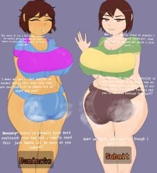 2futas areolae balls big_balls big_breasts breasts brown_hair bulge chara closed_eyes curvy_figure english english_text eye_contact female female_chara female_frisk flaccid frisk futa_only futanari g3mma huge_balls huge_breasts intersex large_balls large_breasts large_testicles looking_at_viewer male male_chara male_frisk minishorts musk musk_clouds musky musky_balls musky_cock nipples penis penis_bulge red_eyes short_hair shorts standing testicles text text_edit theeditr thick_thighs thighs tight_clothing undertale undertale_(series) undertale_futanari wide_hips