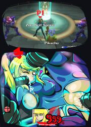 blonde_hair boy_saltiest cum cum_in_mouth cum_in_pussy cum_inside damaged_clothes defeated defeated_heroine game_ui metroid mysaltisexposed nintendo pikachu pokemon ponytail pussy rape raped samus_aran subspace_emissary super_smash_bros. super_smash_bros._brawl zero_suit_samus