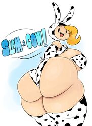 adventure_time ass ass_to_viewer blonde_hair bra bunny_hood cow_outfit fionna_the_human_girl imminent_sex large_ass large_breasts large_thighs ota_(artist) panties stockings