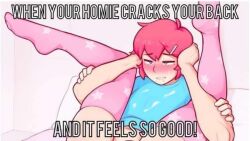 1boy 2boys anal anal_sex blue_eyes blush femboy meme meme_reference open_legs penetrating penetration pink_hair pink_socks socks