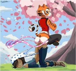 2025 2girls after_wedgie anonimop3rson anthro ass ass_up atomic_wedgie boots brown_hair crossed_legs furry korra kung_fu_panda master_tigress outdoors panties pink_panties polka_dot polka_dot_panties red_eyes spiral_eyes striped_panties tagme the_legend_of_korra tiger top-down_bottom-up torn_clothes torn_pants wedgie yellow_sclera