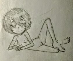 1girls 2d 2d_(artwork) bedroom_eyes breasts breasts_out drawfag droners feet female female_focus female_only flora_(droners) looking_at_viewer nude nude_female pussy sketch small_breasts smile smiling_at_viewer unknown_artist