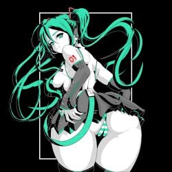 1girls android android_girl armwear ass ass_focus bare_shoulders big_ass big_butt blue_eyes blue_hair butt_focus caked_up child_bearing_hips cyan_eyes cyan_hair dat_ass dat_butt dat_pussy enormous_ass enormous_butt fanart female focus focus_on_ass gigantic_ass gigantic_butt hand_on_ass hand_on_butt hatsune_miku hip_focus hips huge_ass huge_butt lard_ass large_ass large_butt looking_at_viewer looking_back looking_back_at_viewer massive_ass massive_butt miniskirt panties panties_under_skirt pussy skirt solo solo_female solo_focus striped_panties thick_ass thick_butt thick_hips twintails twintails_(hairstyle) vocaloid wide_hips