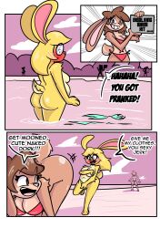 2girls ass beach birbpan breasts covering female mooning nude senftember senftember_(2025) tagme