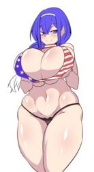 1girls american_flag american_flag_bikini ass big_ass bikini blue_hair breasts butt cleavage curvy dp-12_(girls'_frontline) female female_only girls'_frontline h_earth hips huge_ass huge_breasts huge_butt large_ass large_breasts large_butt overflowing_breasts presenting_breasts shiny_skin solo source_request swimsuit tagme teasing thick thick_ass thick_thighs thighs wide_hips