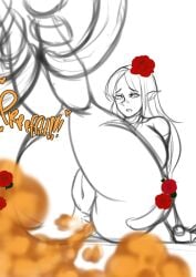 asshole big_ass chro-sis dryad fart fart_cloud fart_fetish farting flower flower_in_hair pussy sketch thick_thighs