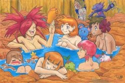 2boys 3:2_aspect_ratio 6+girls =_= angry azurill bangs bath bathing black_hair blood blue_eyes blunt_bangs blush blush_stickers bodily_fluids breasts brock_(pokemon) brown_hair cleavage clefairy closed_eyes completely_nude dark-skinned_female dark_skin drawmandude earrings evil_smile female female_pervert fence flannery_(pokemon) flipped_hair flower gardenia_(pokemon) gen_1_pokemon gen_3_pokemon gen_4_pokemon gym_leader hair_flower hair_ornament hiding jealous jewelry kasumi_(pokemon) large_breasts long_hair male may_(pokemon) medium_breasts misty_(pokemon_hgss) multiple_boys multiple_girls nosebleed nude old old_man onsen open_mouth orange_hair partially_submerged peeking_out peeping pervert phoebe_(pokemon) pink_hair pokemon pokemon_character pokemon_dppt pokemon_hgss pokemon_move pokemon_on_head pokemon_rse pokemon_species protagonist_(pokemon) quad_tails red_hair rock sableye shared_bathing short_hair sitting sleeping small_breasts smile spiky_hair starter_pokemon teeth telekinesis tied_hair torchic torkoal turtwig twintails water whitney_(pokemon)