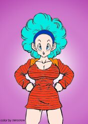 1girls bulma_(afro) bulma_briefs color_edit color_sketch dragon_ball dragon_ball_z yamamoto_doujin
